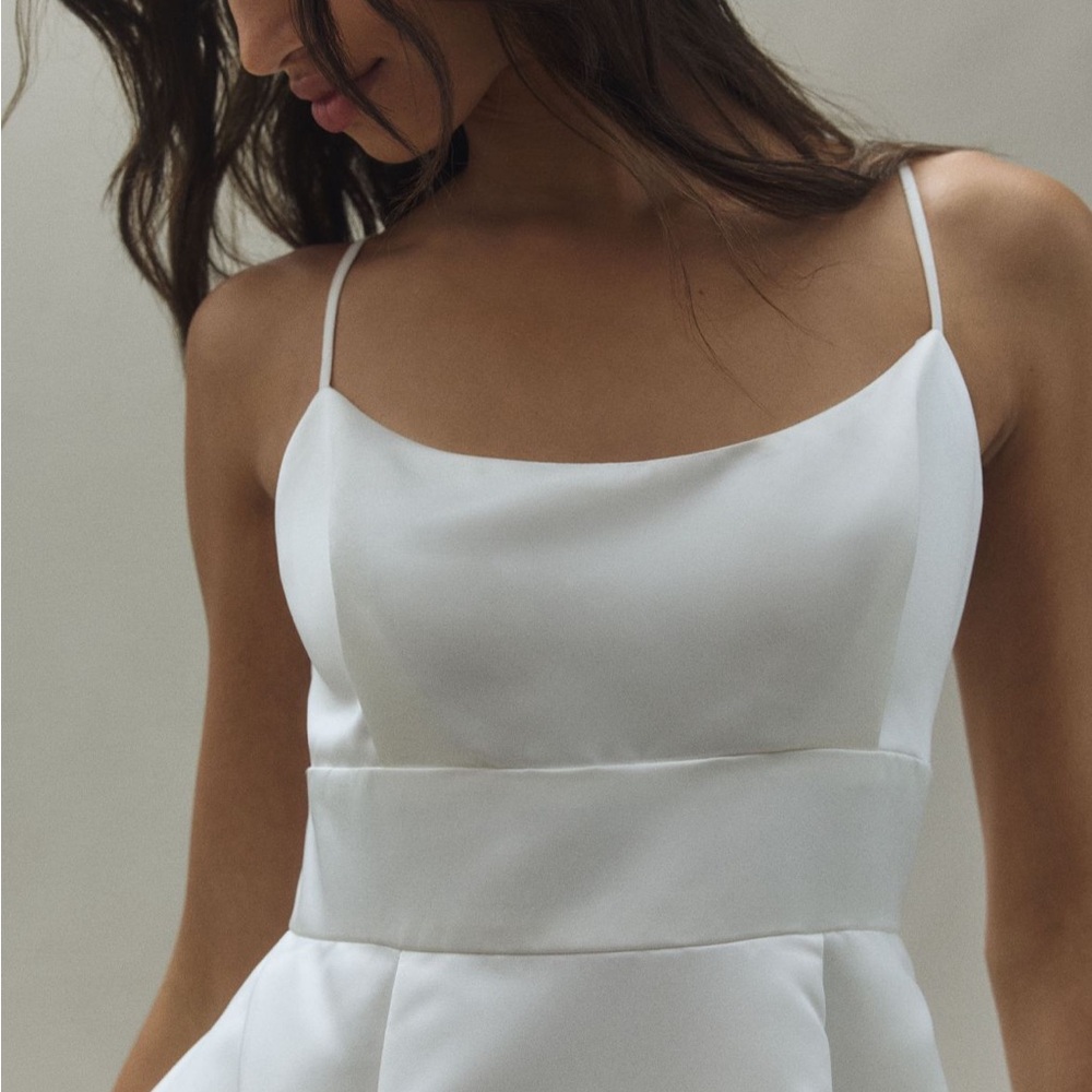 BHLDN Scoop Neck Fit n Flare Satin MIDI Dress - Picture 2 of 3